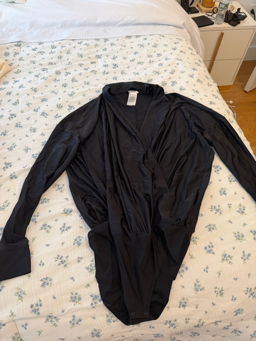 Wolford Black Long Sleeve Draped Bodysuit